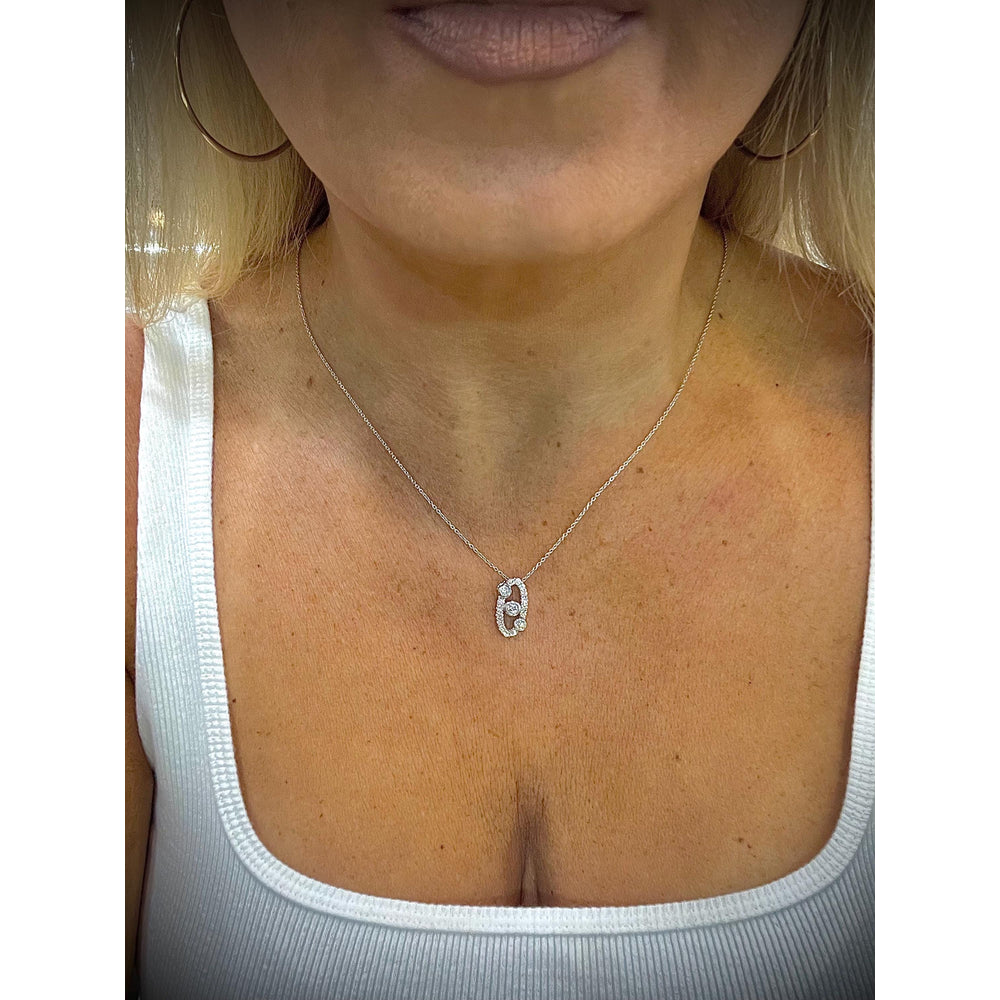 Oval Lab Grown Diamond Pendant Necklace: Sterling Silver, 0.77 Carats