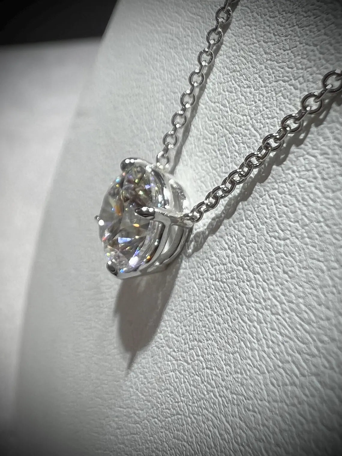 14K Round 2.02 Carat Lab Grown IGI Certified Diamond Solitaire Necklace: Adjustable