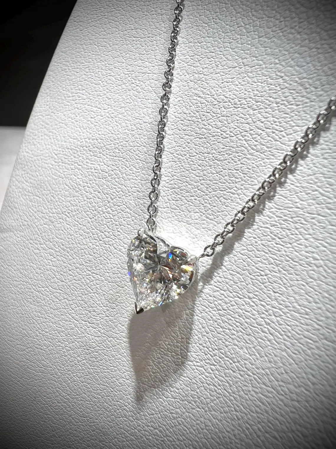 14K Heart Shape 2.00 Carat Lab Grown IGI Certified Diamond Solitaire Necklace: Adjustable