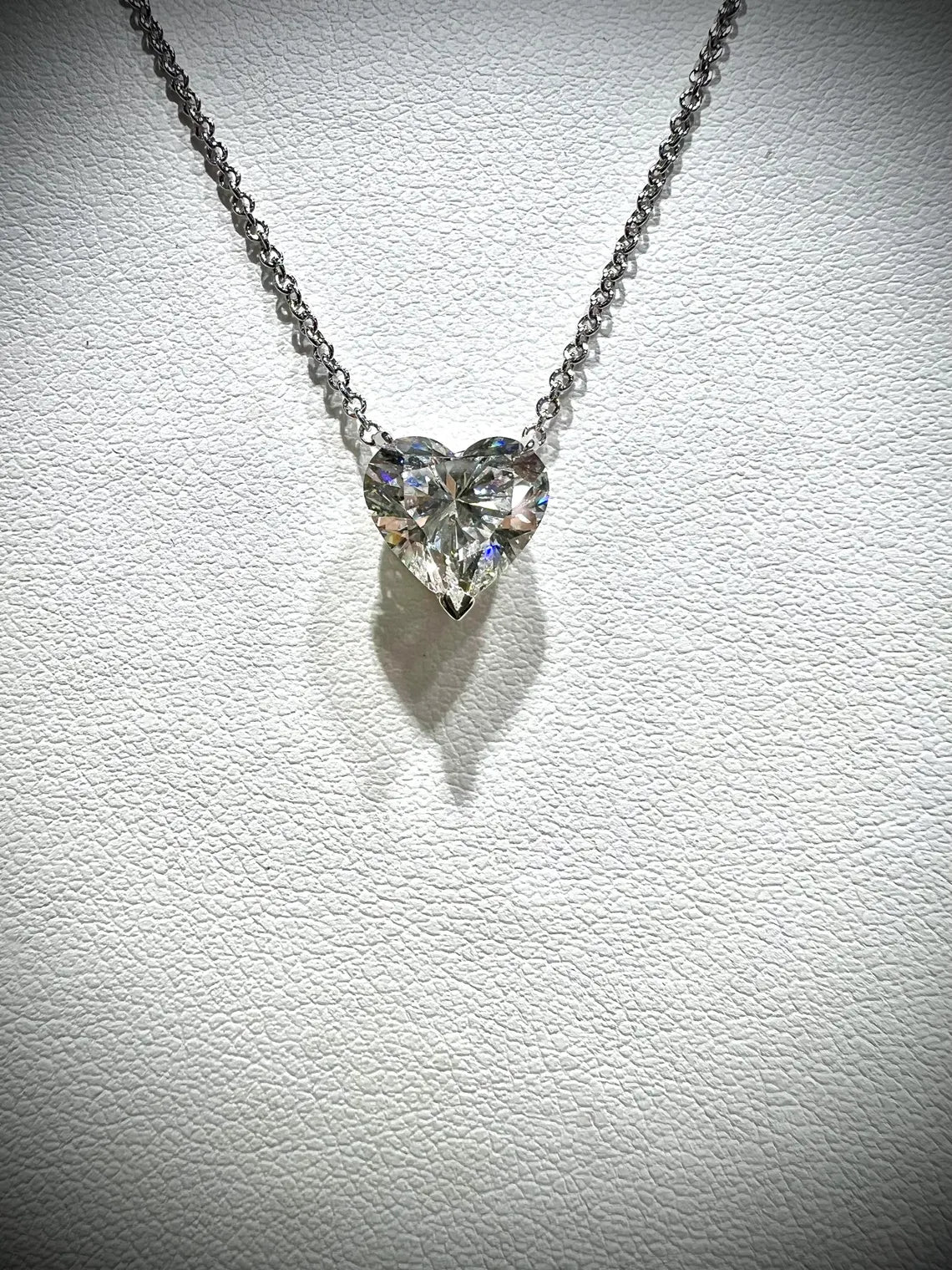 14K Heart Shape 2.00 Carat Lab Grown IGI Certified Diamond Solitaire Necklace: Adjustable