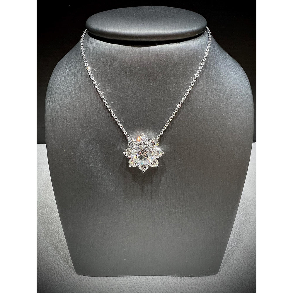 Diamond Flower Pendant / 14K Diamond Flower Necklace / 3.87 Carats Diamond Flower Pendant / Flower Pendant / Lab Grown Diamond Pendant
