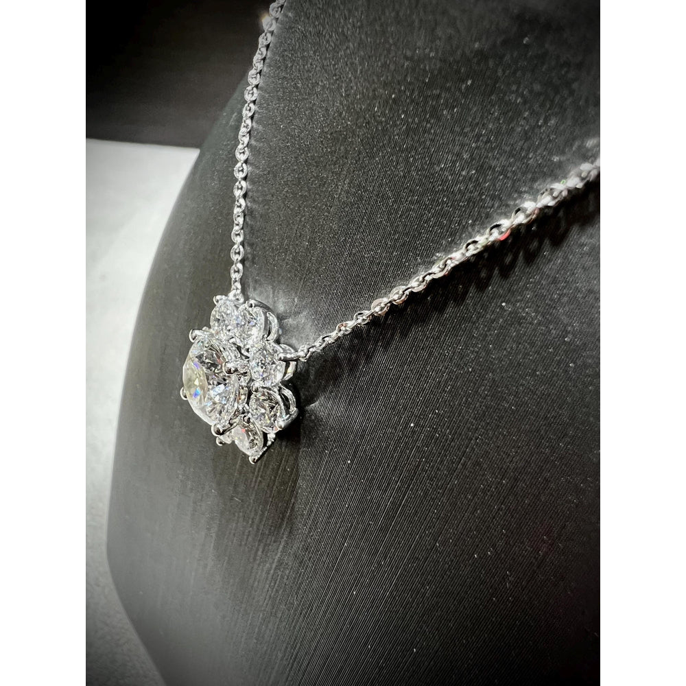 Diamond Flower Pendant / 14K Diamond Flower Necklace / 3.87 Carats Diamond Flower Pendant / Flower Pendant / Lab Grown Diamond Pendant
