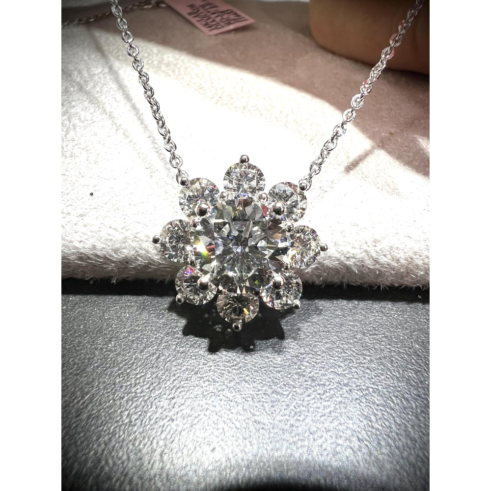 Diamond Flower Pendant / 14K Diamond Flower Necklace / 3.87 Carats Diamond Flower Pendant / Flower Pendant / Lab Grown Diamond Pendant