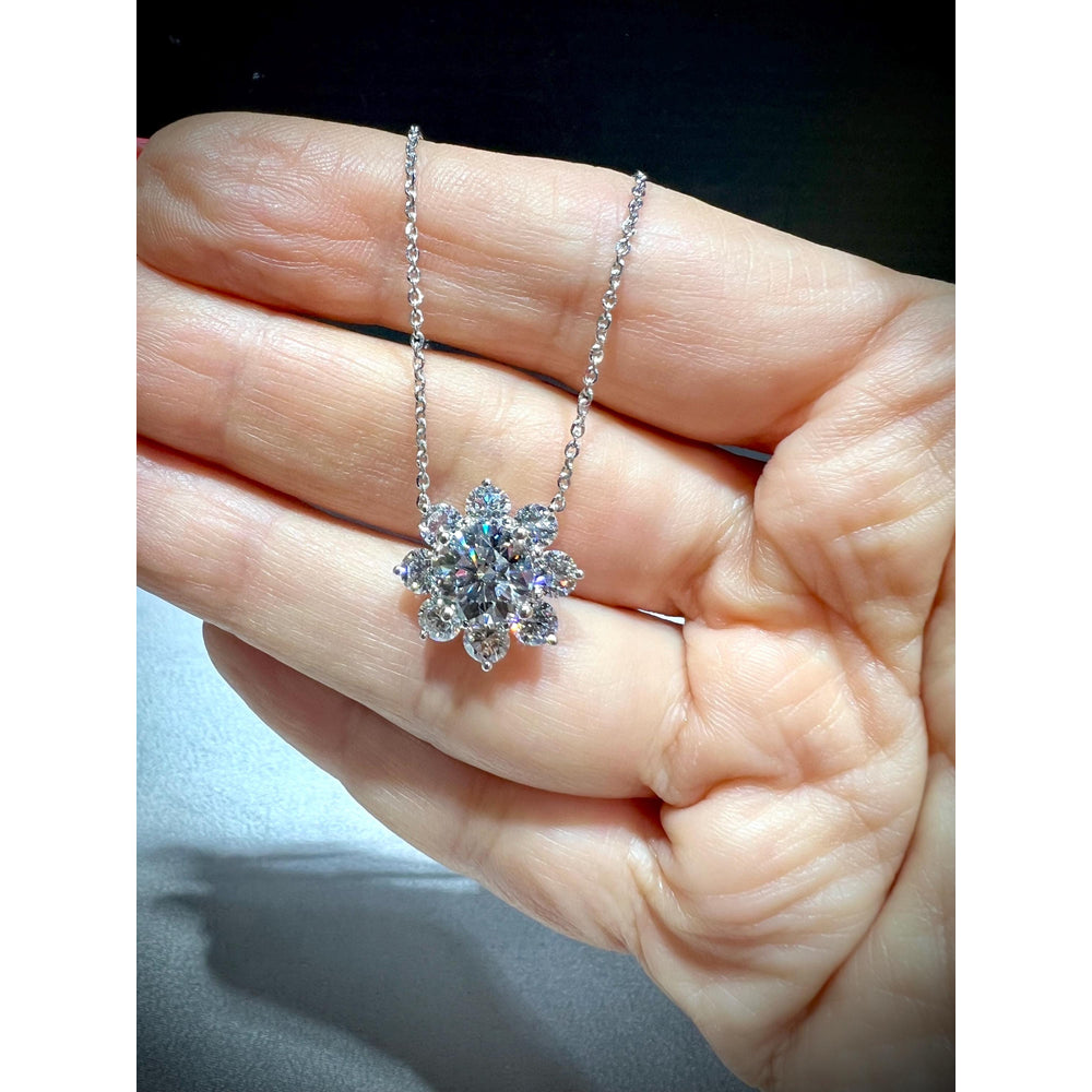 Diamond Flower Pendant / 14K Diamond Flower Necklace / 3.87 Carats Diamond Flower Pendant / Flower Pendant / Lab Grown Diamond Pendant