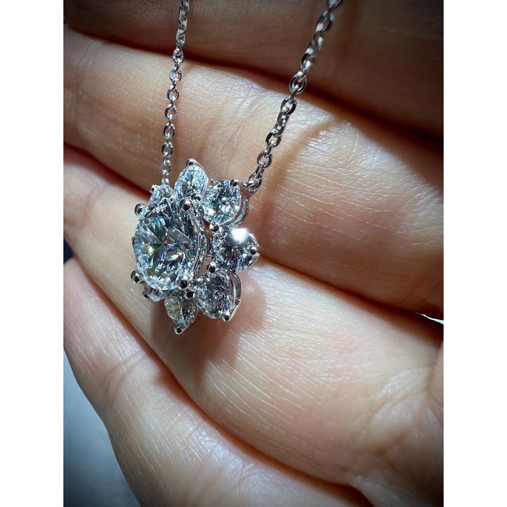 Diamond Flower Pendant / 14K Diamond Flower Necklace / 3.87 Carats Diamond Flower Pendant / Flower Pendant / Lab Grown Diamond Pendant