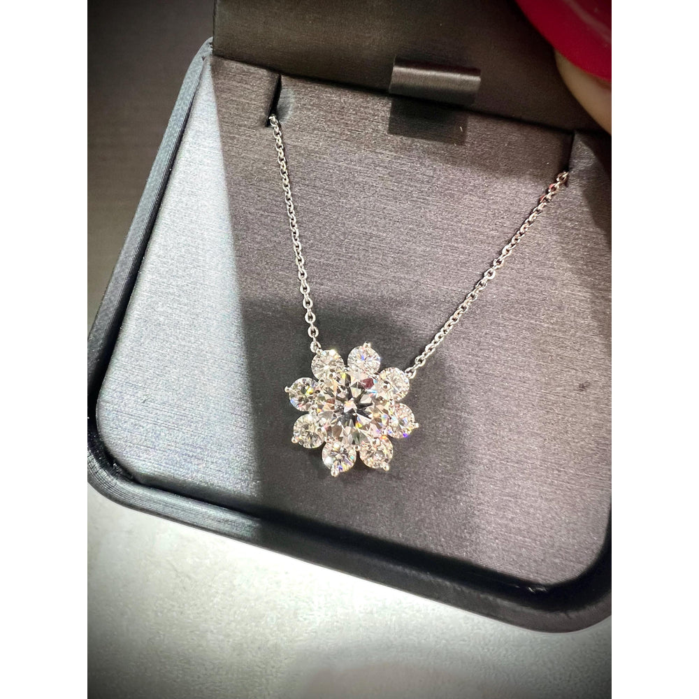 Diamond Flower Pendant / 14K Diamond Flower Necklace / 3.87 Carats Diamond Flower Pendant / Flower Pendant / Lab Grown Diamond Pendant