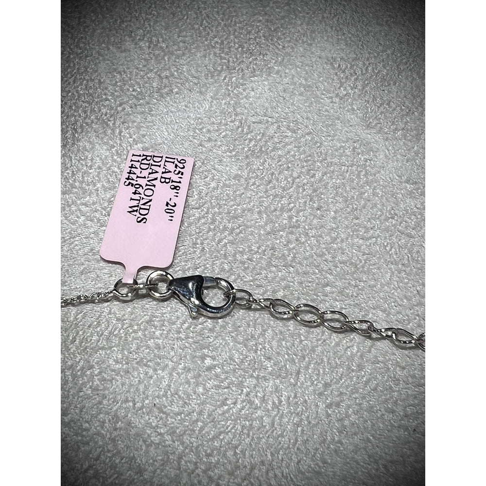 Lab Grown Diamond Circle Pendant Necklace: 1.64 Carat Sterling Silver