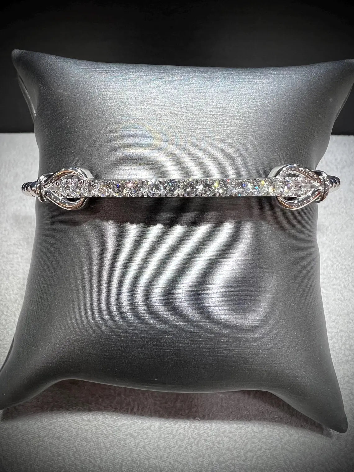Diamond Bar Adjustable Cuff Bracelet: Lab Grown Diamonds 1.11 Carats Sterling Silver 7-8”
