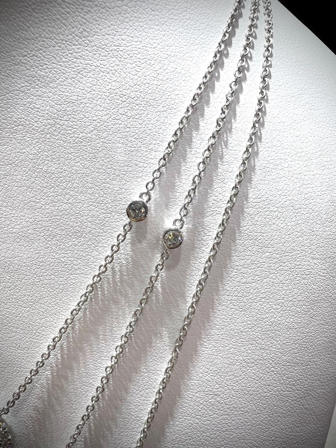 Diamond Multi Layered Charm Necklace 2.81 Carats with Heart, Clover, and Round Diamond Charms: Sterling Silver, Lab Grown Diamonds