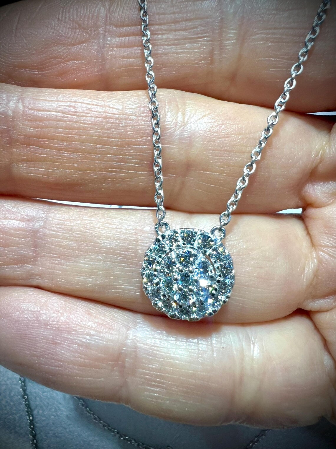 Diamond Multi Layered Charm Necklace 2.81 Carats with Heart, Clover, and Round Diamond Charms: Sterling Silver, Lab Grown Diamonds