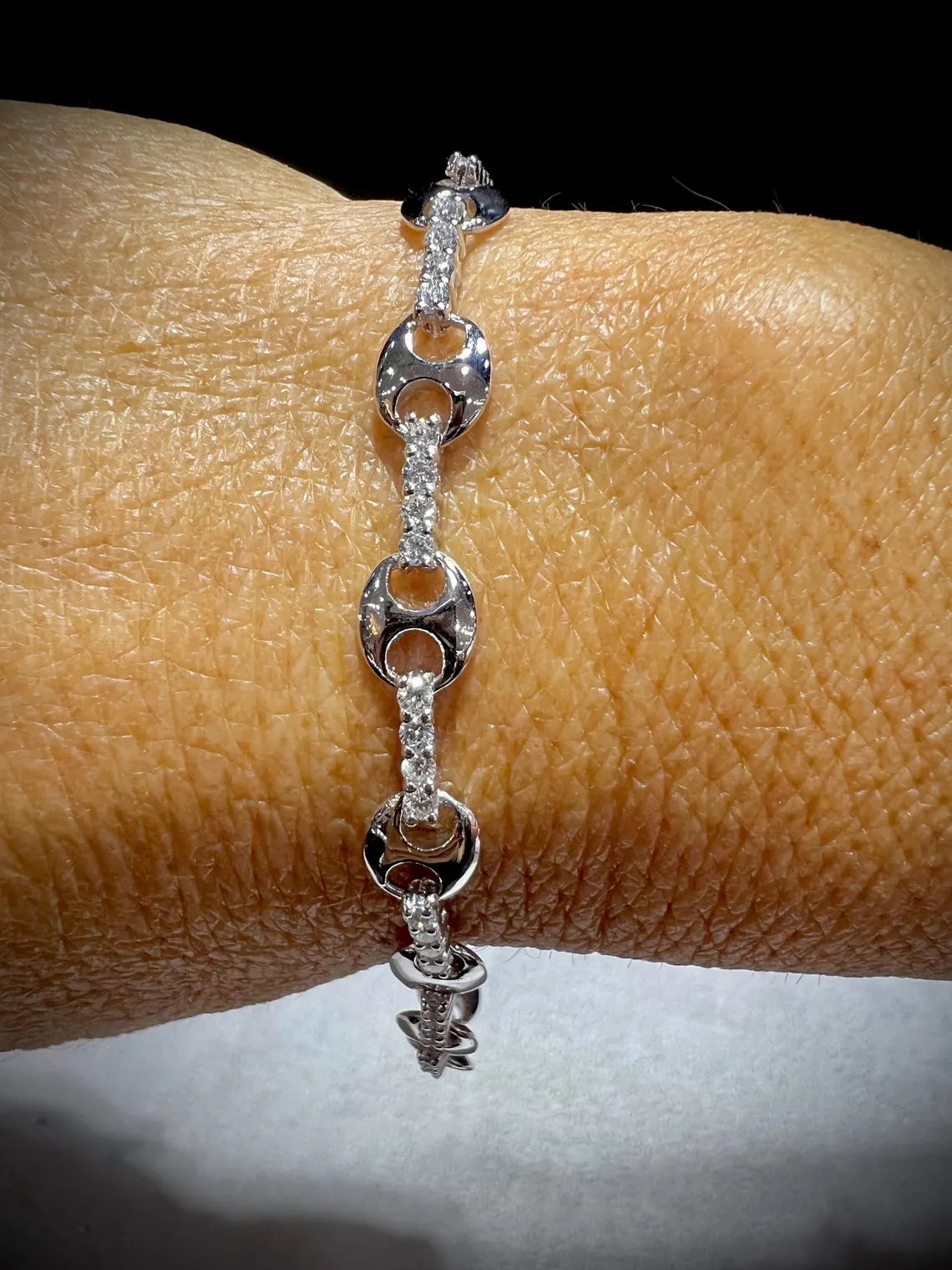 Lab Grown Diamond Mariner Link Bracelet: Sterling Silver or Gold, 1.5ct