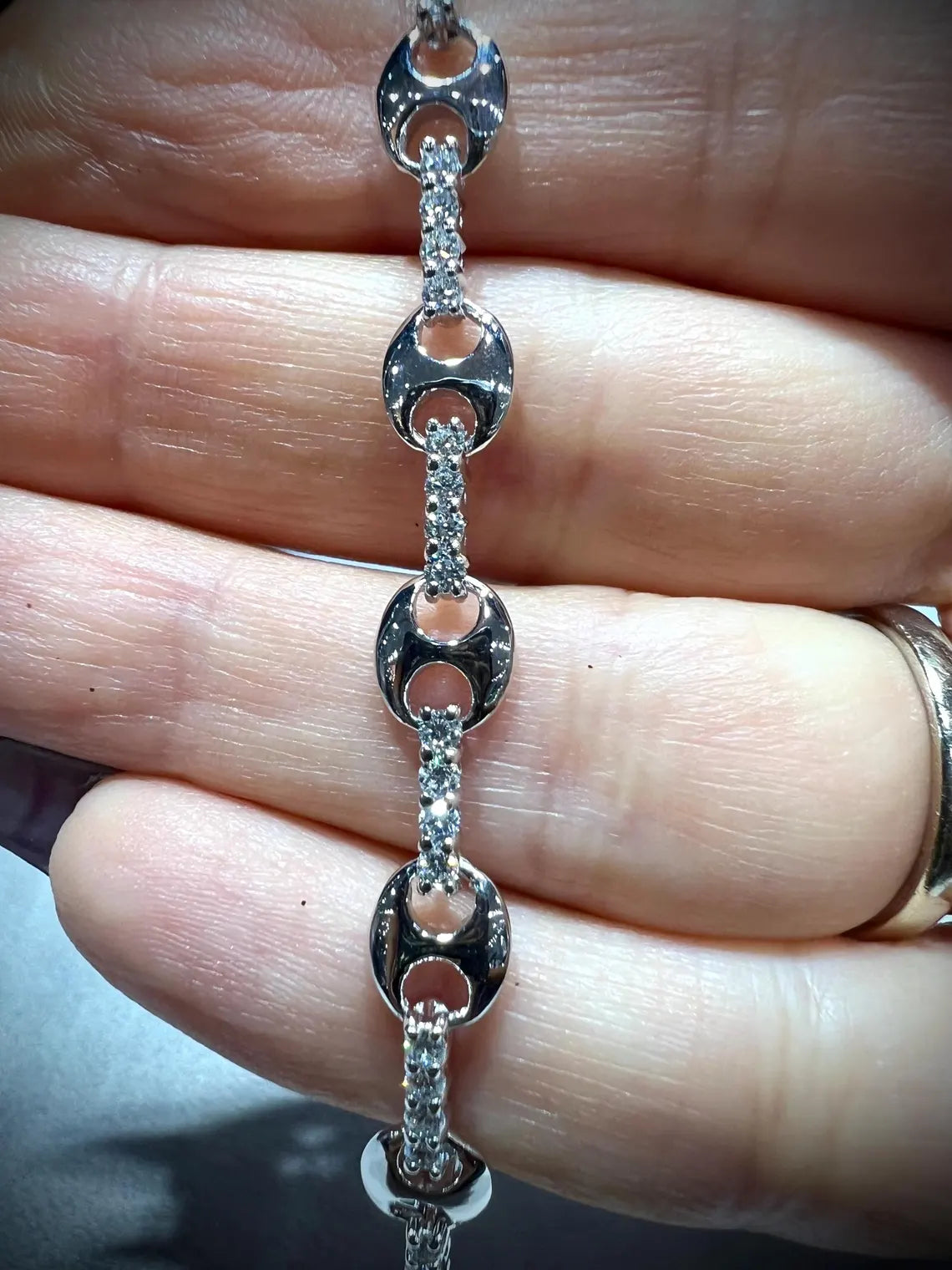 Lab Grown Diamond Mariner Link Bracelet: Sterling Silver or Gold, 1.5ct