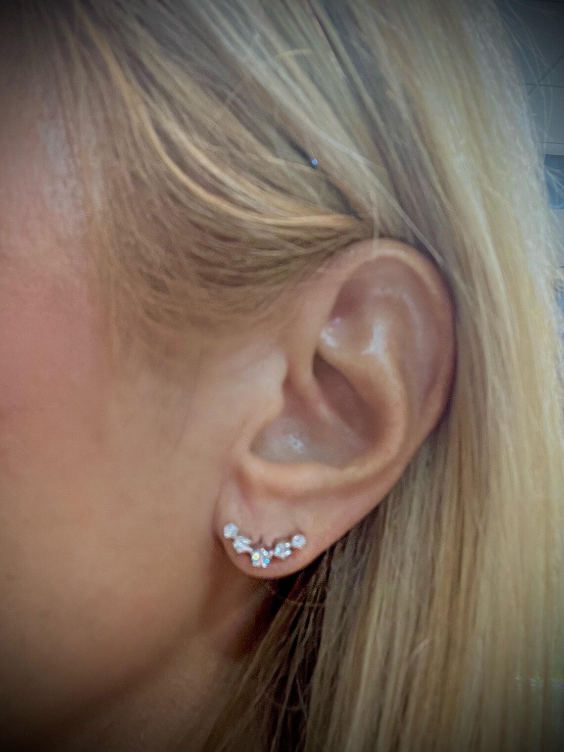 Diamond Ear Climber Earrings 0.52 Carats: Lab Grown Diamonds in Sterling Silver