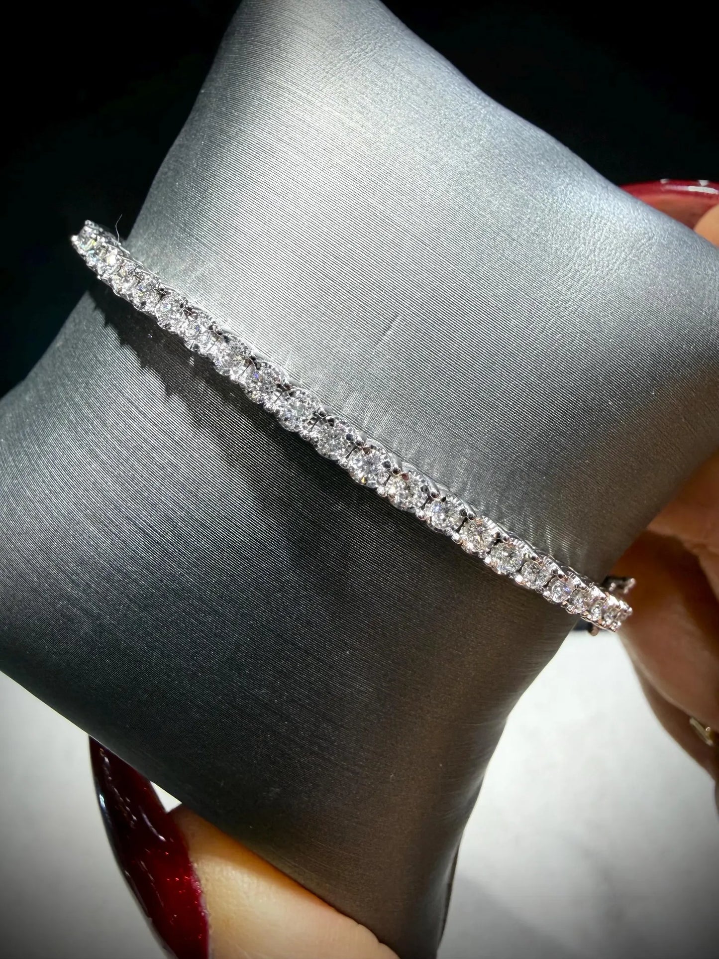 Lab Grown Diamond Bangle 1.00 Carat: Sterling Silver 7”