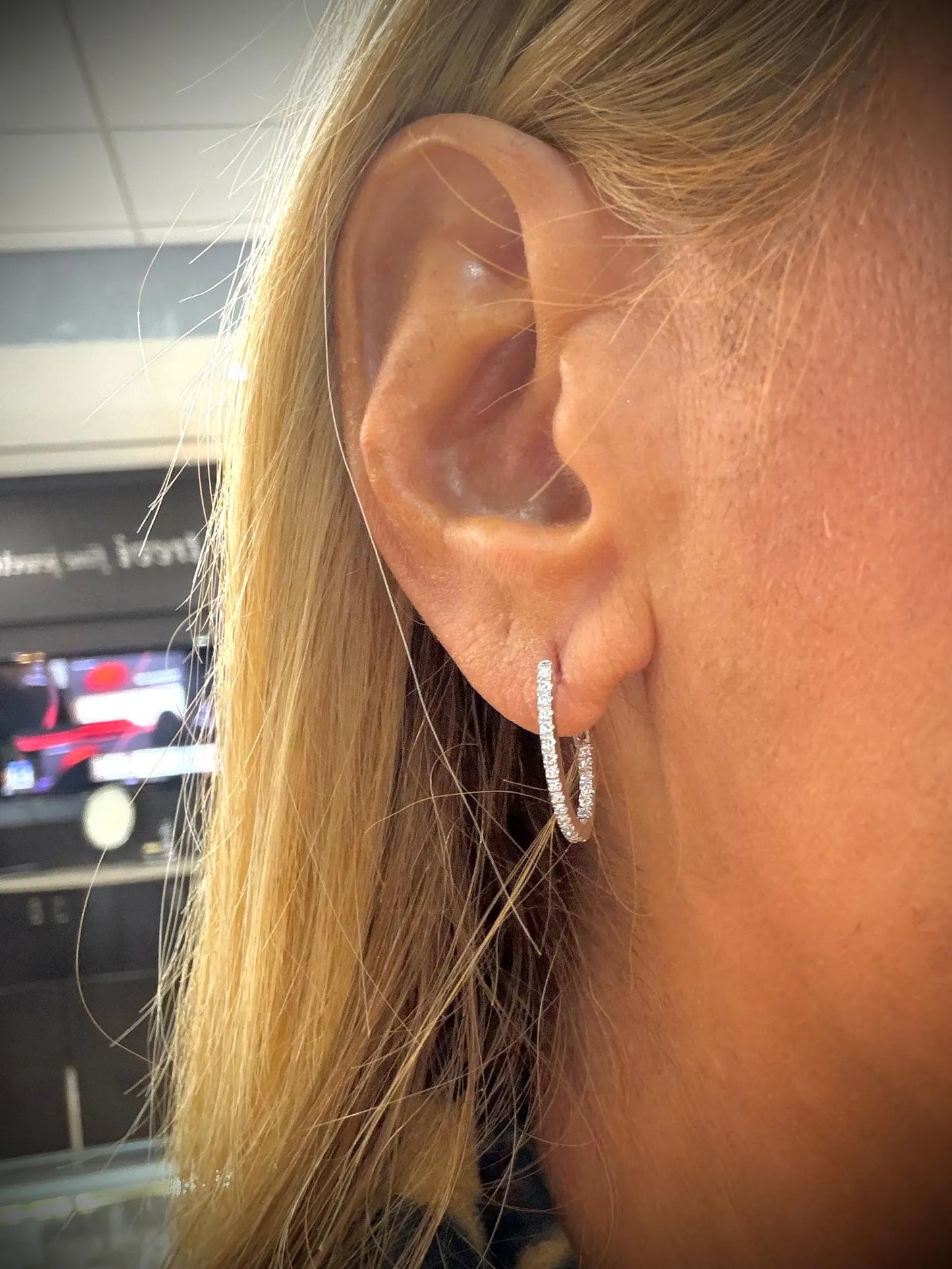 10K White Gold Lab Grown Diamond Oval Hoop Earrings 0.33ct tw.