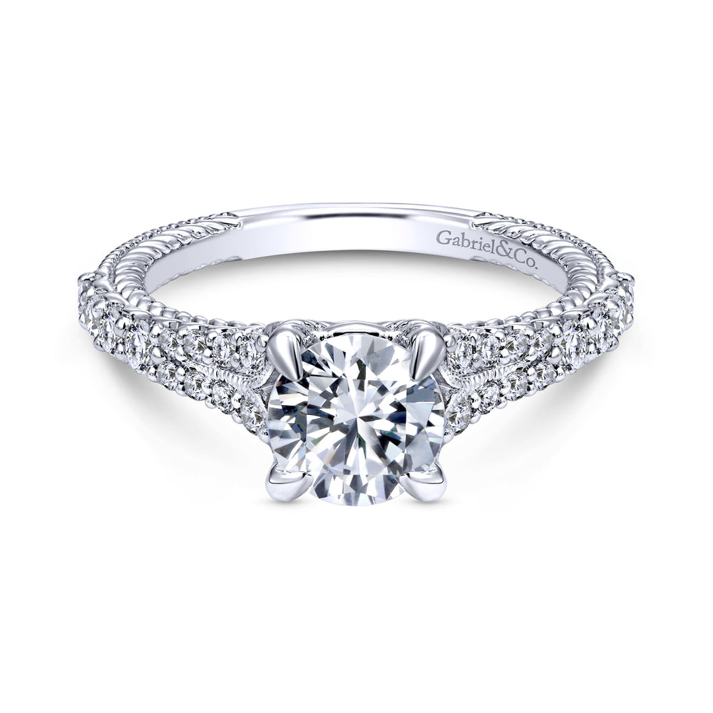 14K White Gold Round Diamond Engagement Ring