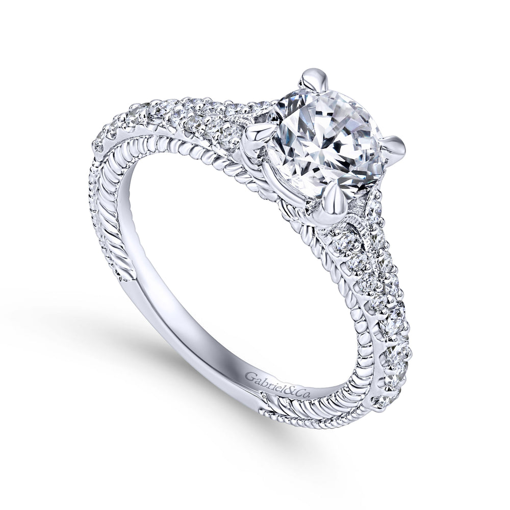14K White Gold Round Diamond Engagement Ring