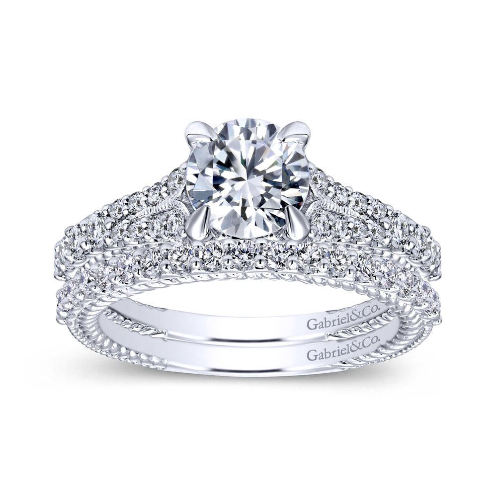 14K White Gold Round Diamond Engagement Ring