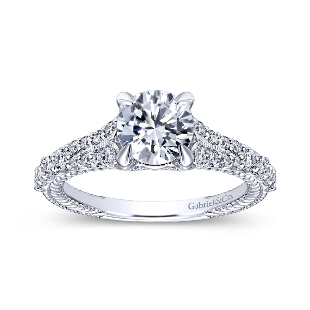 14K White Gold Round Diamond Engagement Ring