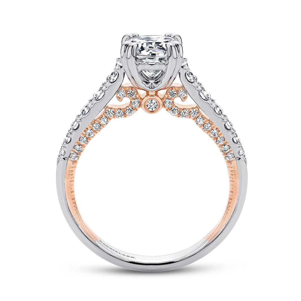 18K White-Rose Gold Round Diamond Engagement Ring