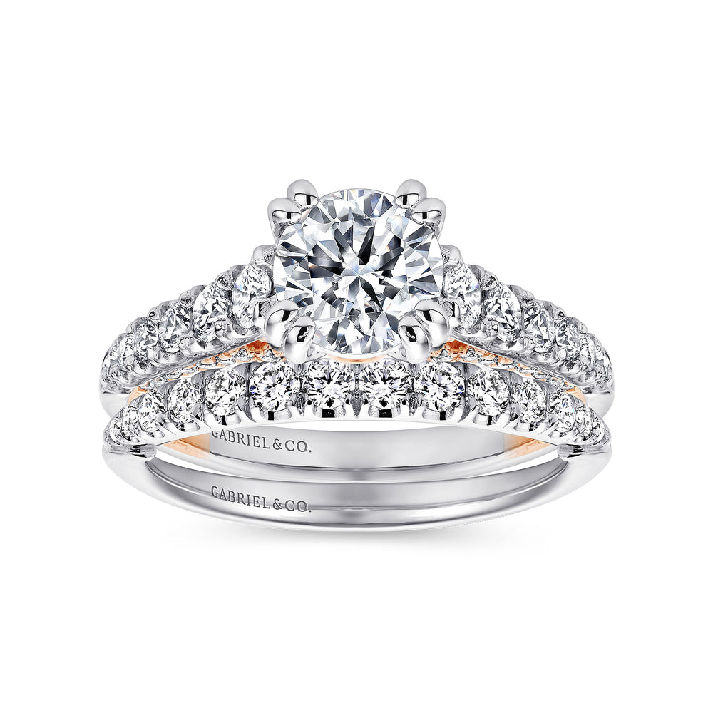 18K White-Rose Gold Round Diamond Engagement Ring