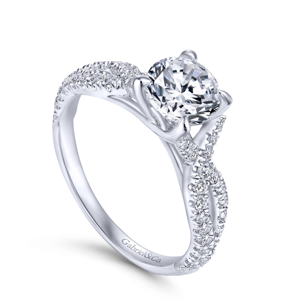 14K White Gold Round Diamond Engagement Ring