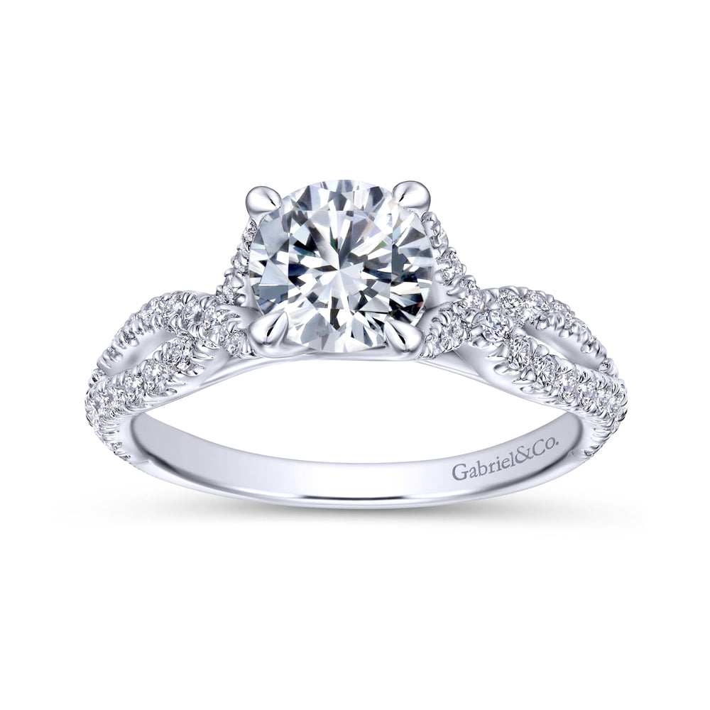 14K White Gold Round Diamond Engagement Ring