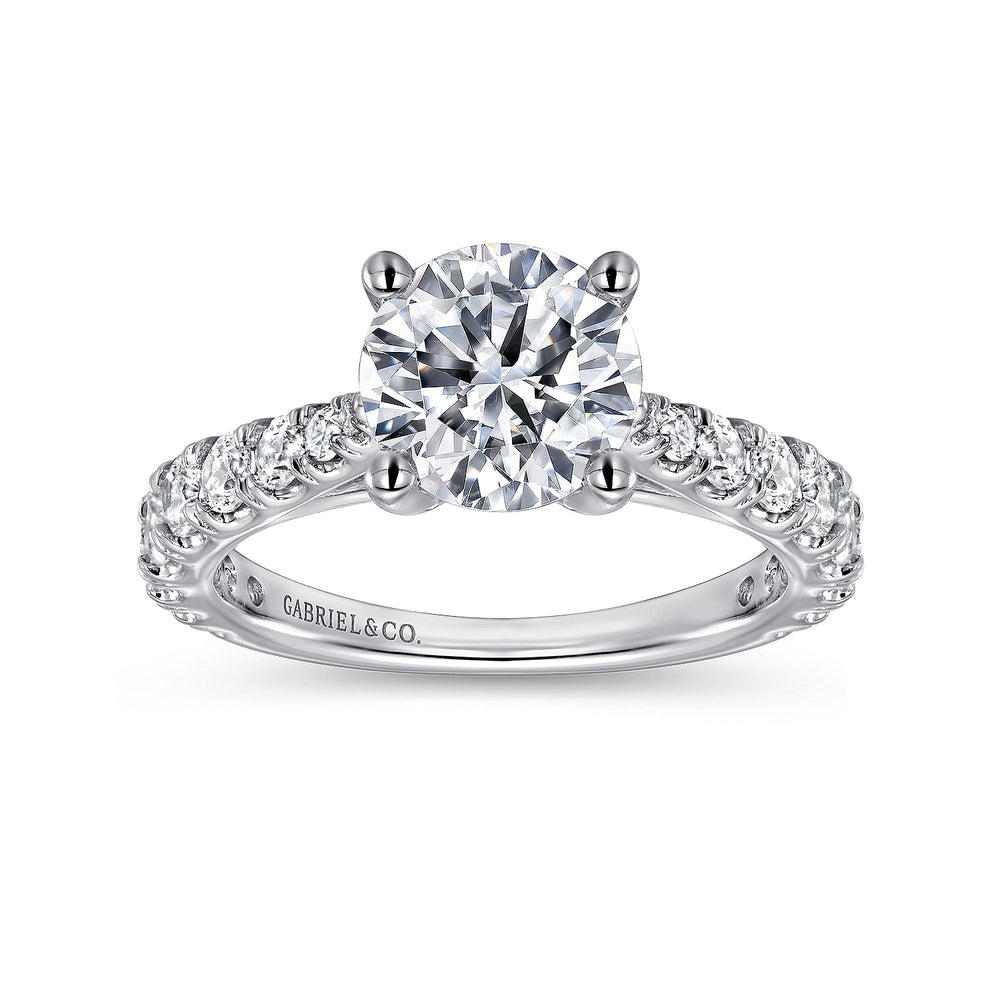 14K White Gold Round Diamond Engagement Ring
