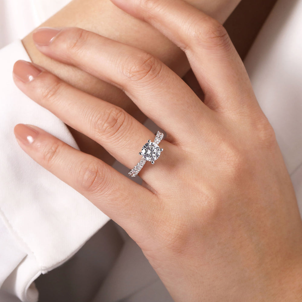 14K White Gold Round Diamond Engagement Ring