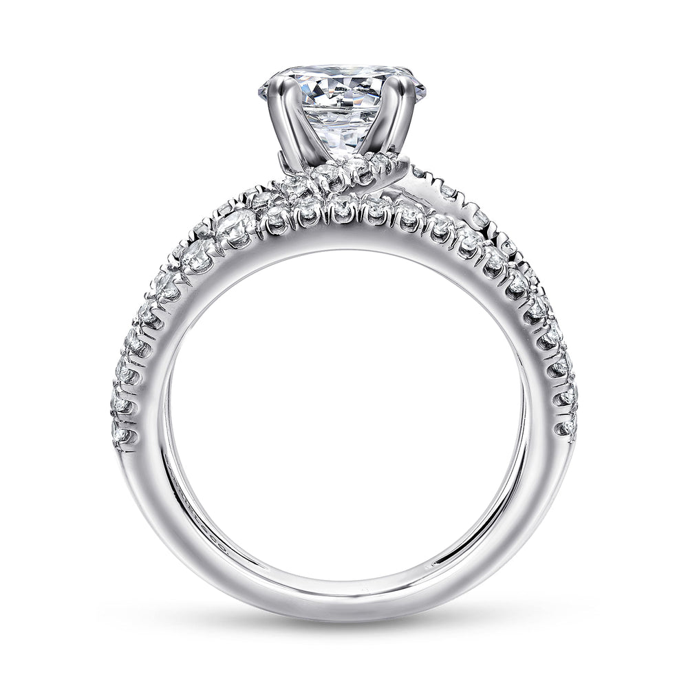 14K White Gold Round Split Shank Diamond Engagement Ring