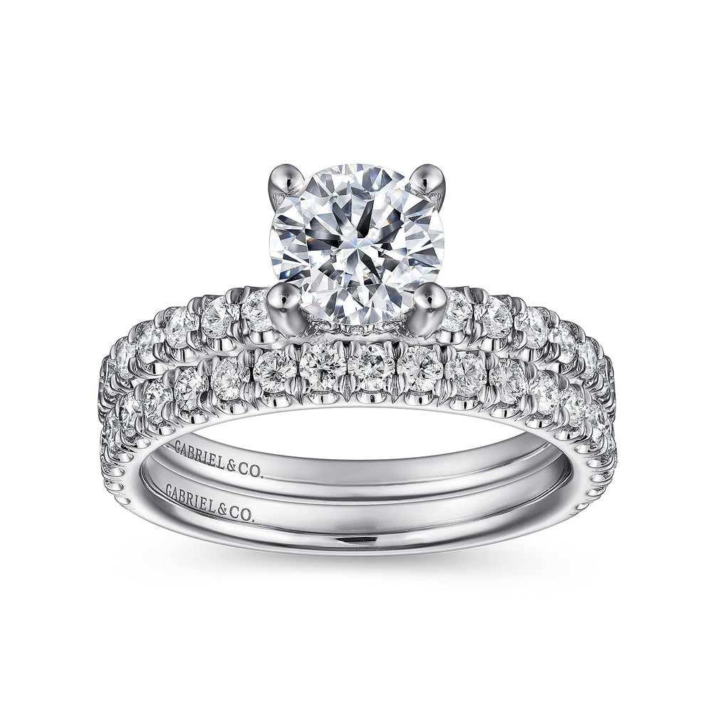 14K White Gold Round Diamond Engagement Ring