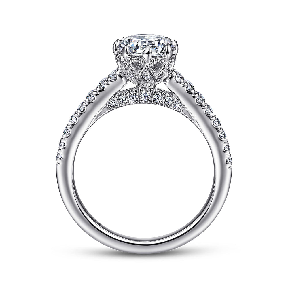 14K White Gold Round Diamond Engagement Ring