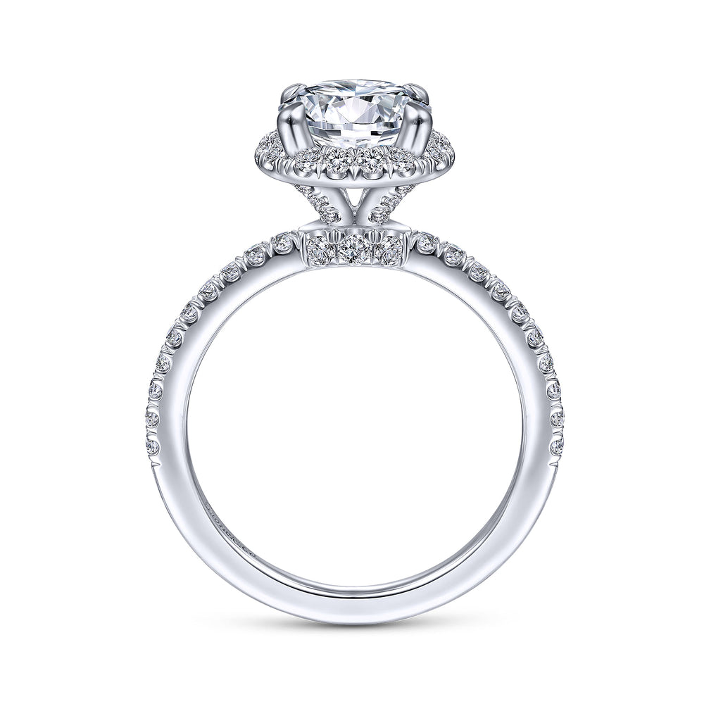 14K White Gold Round Halo Diamond Engagement Ring