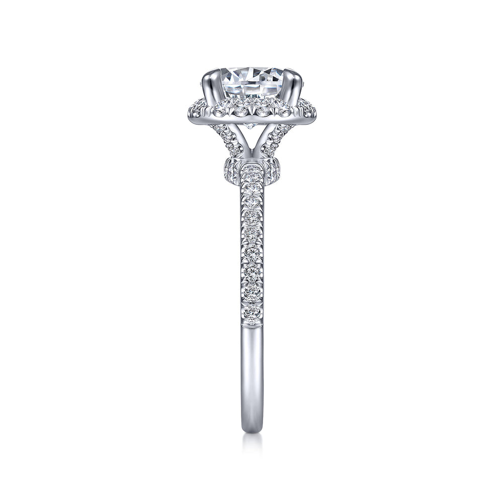 14K White Gold Round Halo Diamond Engagement Ring