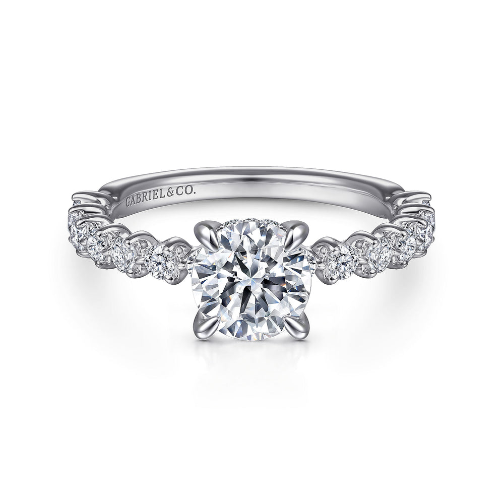 14K White Gold Round Diamond Engagement Ring