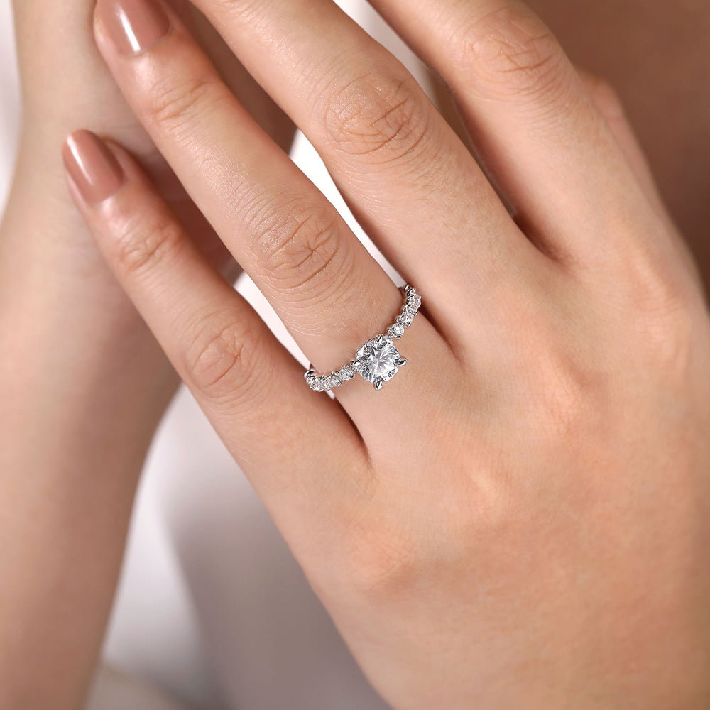 14K White Gold Round Diamond Engagement Ring