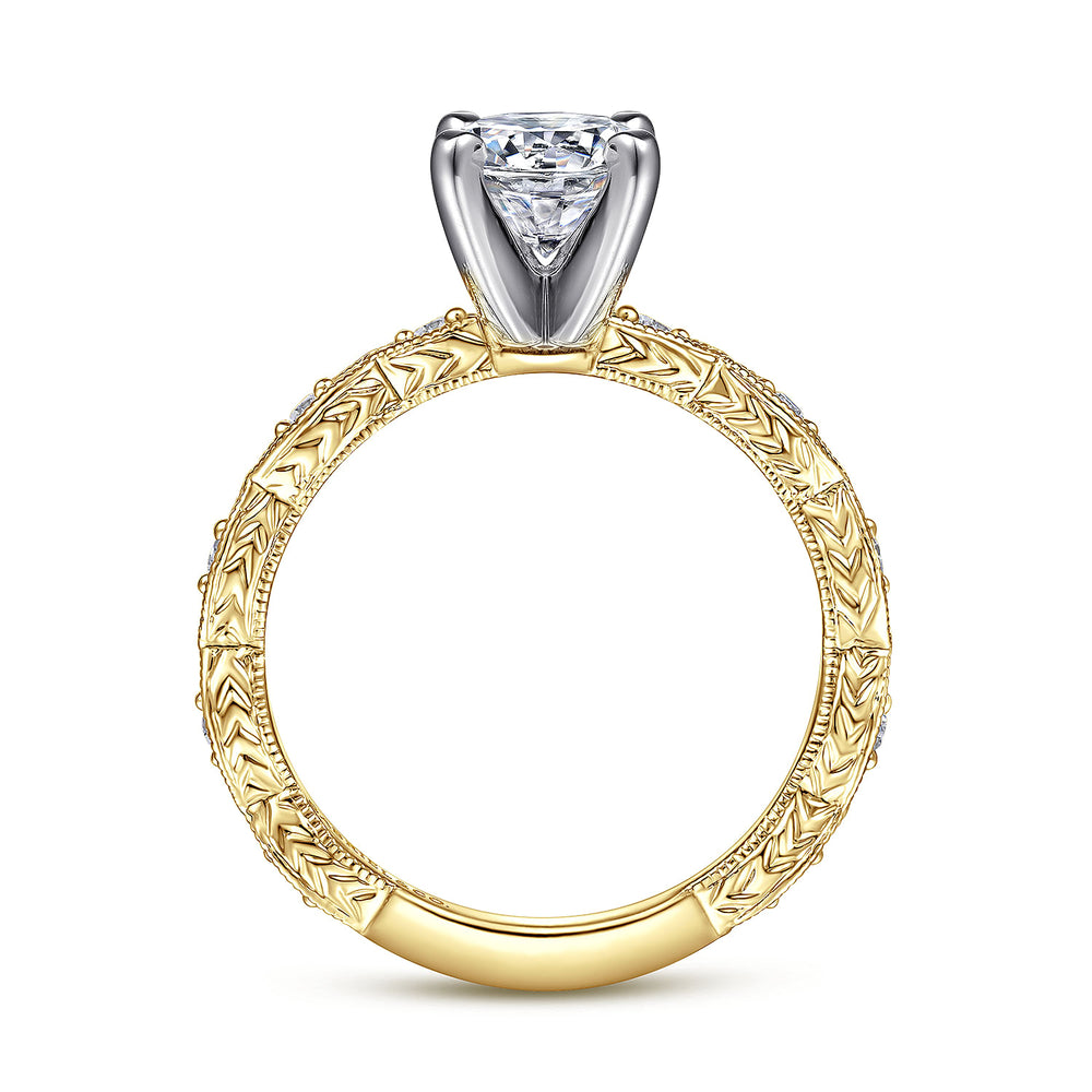 14K Yellow Gold Round Diamond Engagement Ring