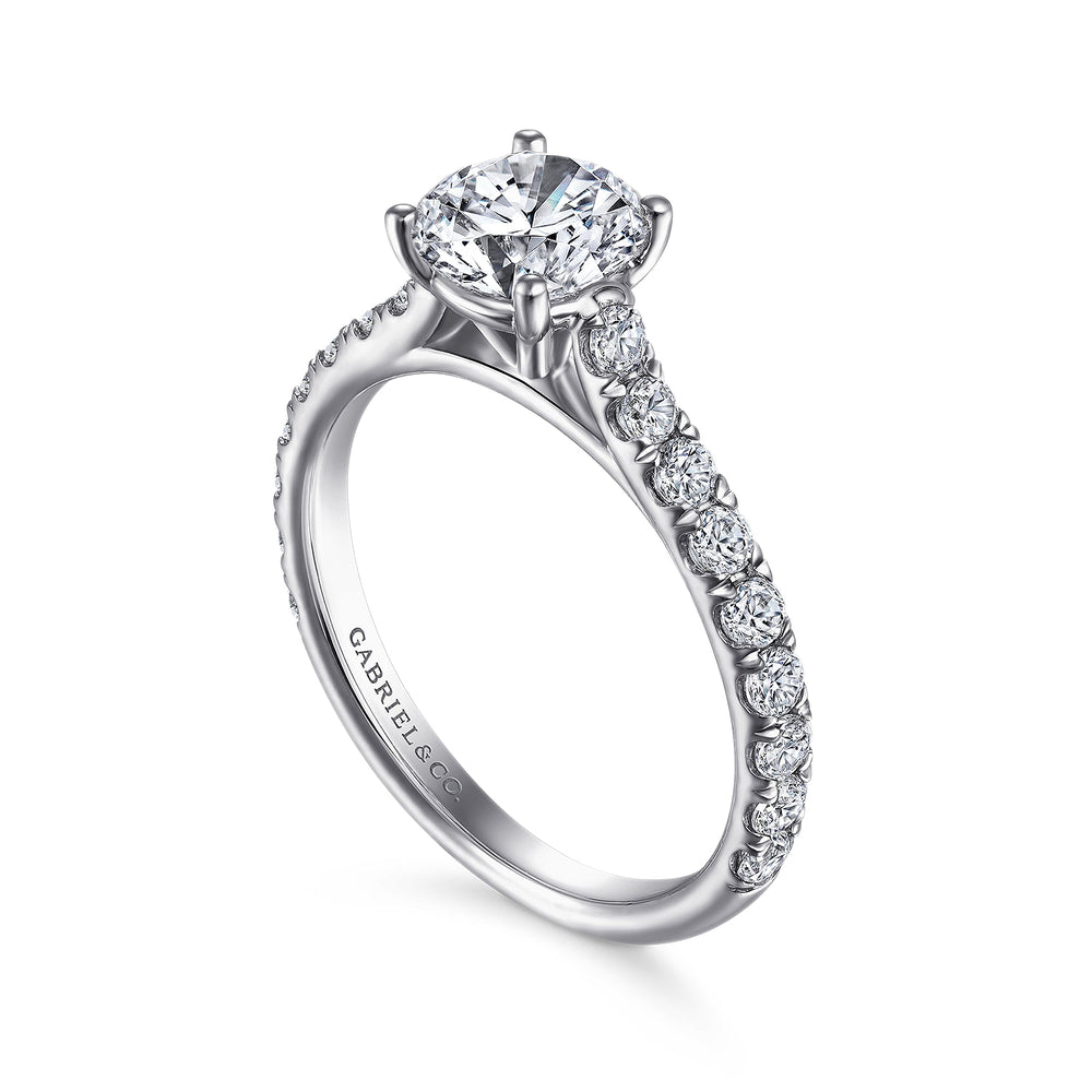 18K White Gold Round Diamond Engagement Ring