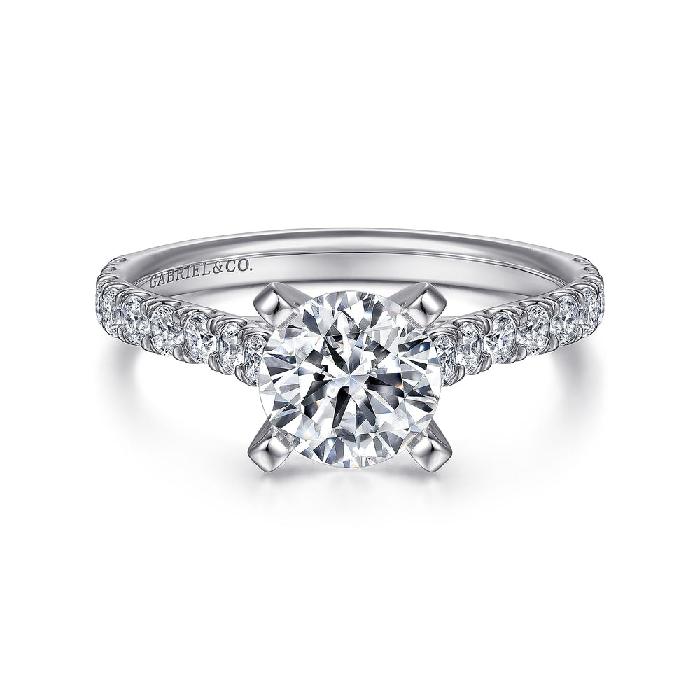 14K White Gold Round Diamond Engagement Ring