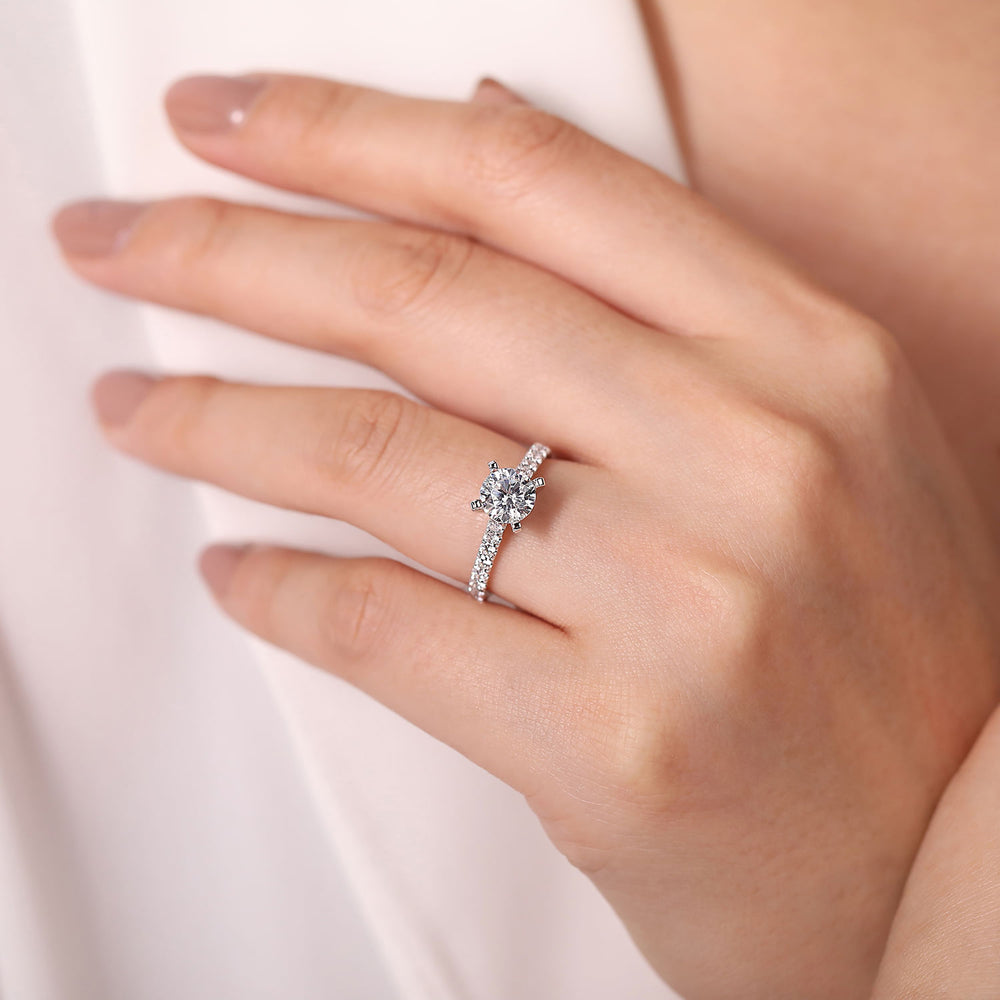 14K White Gold Round Diamond Engagement Ring