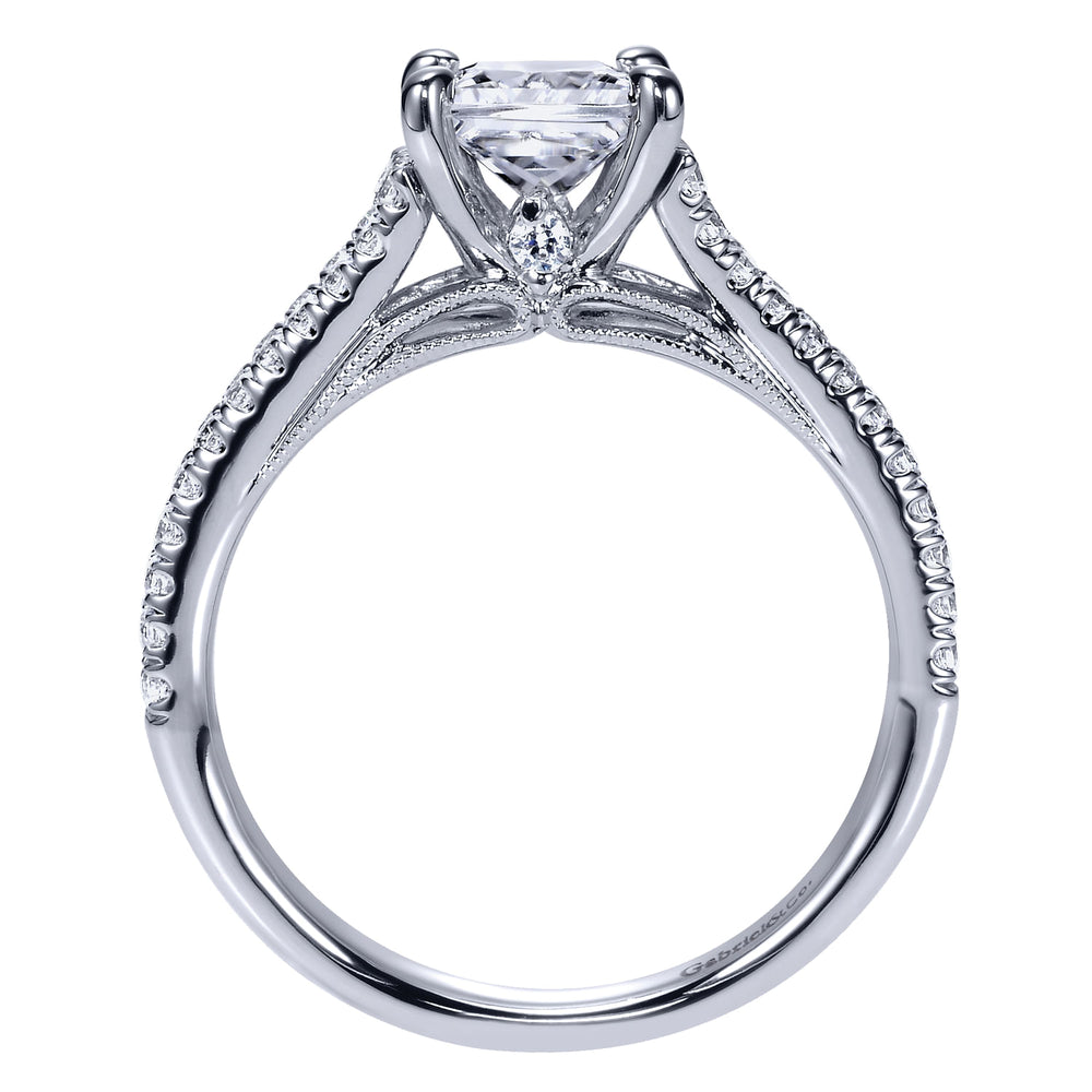 14K White Gold Princess Cut Split Shank Diamond Engagement Ring