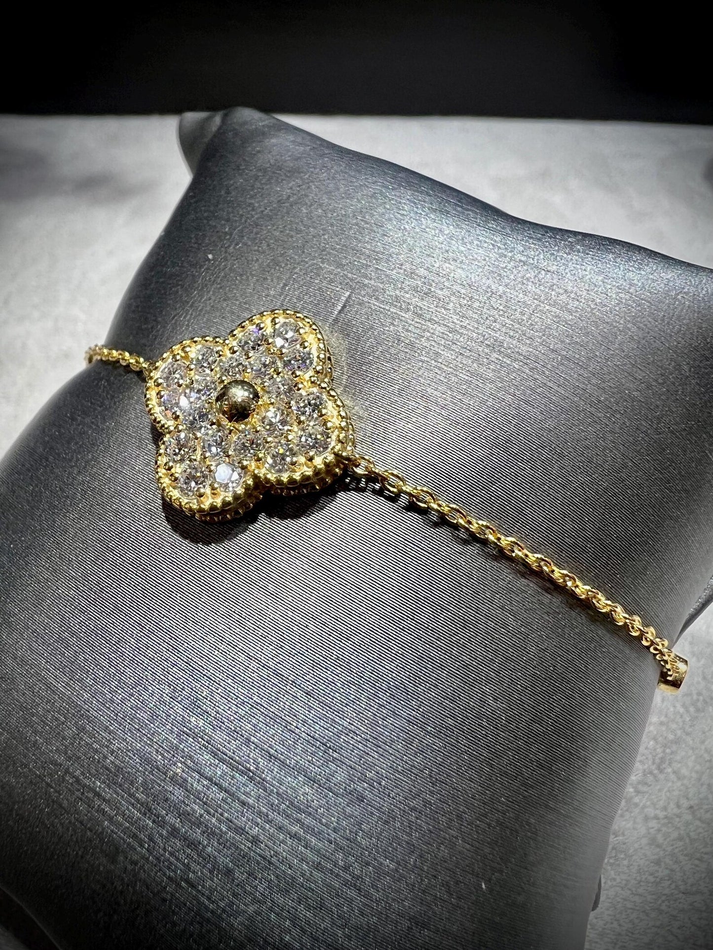 Lab Grown Diamond Flower Bracelet 1.11 Carats: Adjustable 7-8” Sterling Silver or Gold