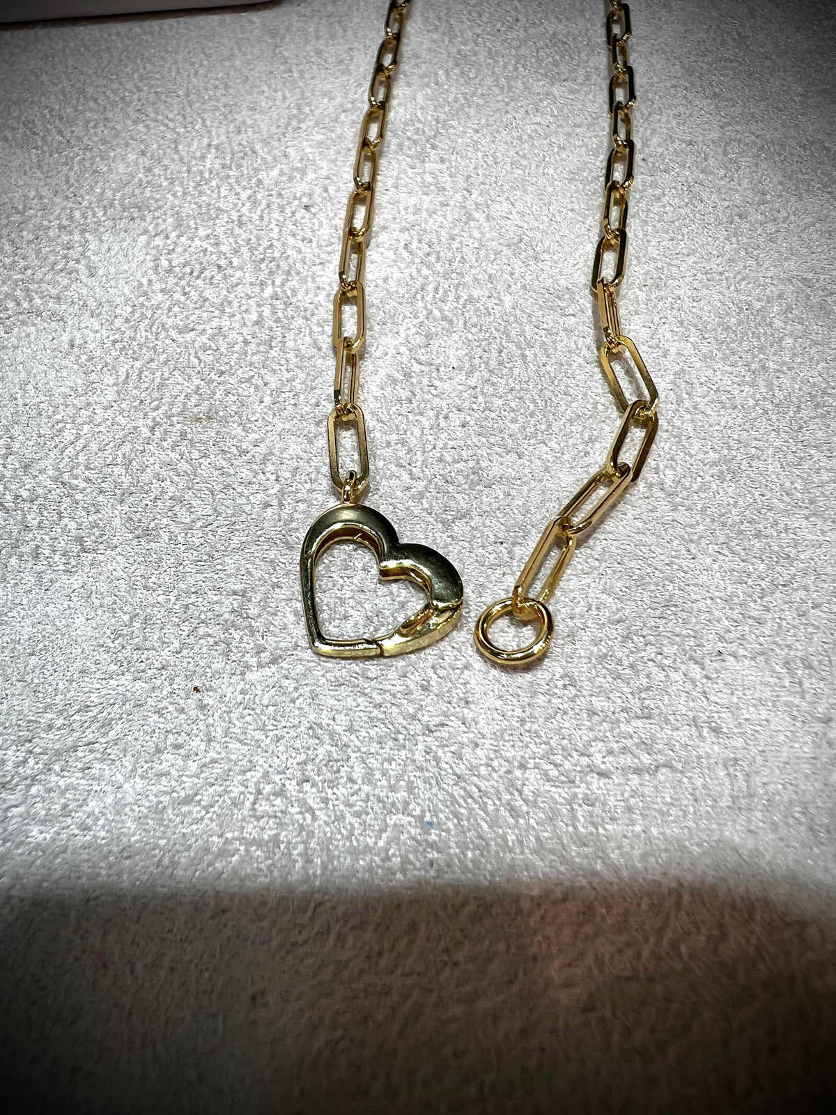14K 18” Heart Paperclip Link Necklace