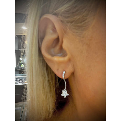 14K Diamond Star Earrings / Diamond Star Dangle Earrings / White Gold Diamond Star Earrings / Star Earrings / Diamond Dangle Earrings