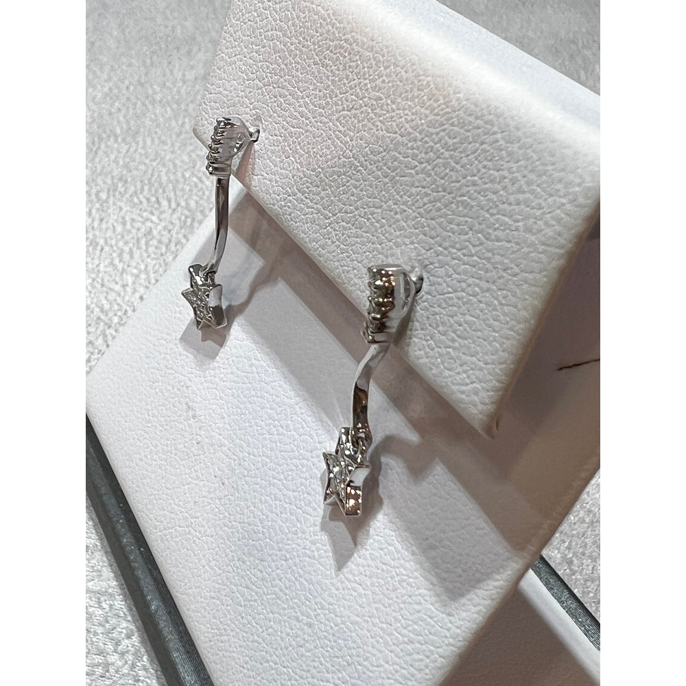 14K Diamond Star Earrings / Diamond Star Dangle Earrings / White Gold Diamond Star Earrings / Star Earrings / Diamond Dangle Earrings
