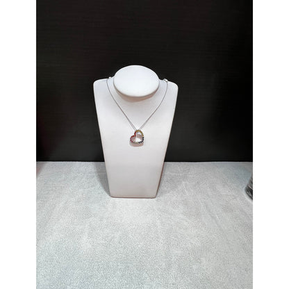 Rainbow Heart Necklace / 14K Multi-Colored Sapphire Heart Necklace / Sapphire Heart Pendant / Sideways Rainbow Heart Necklace