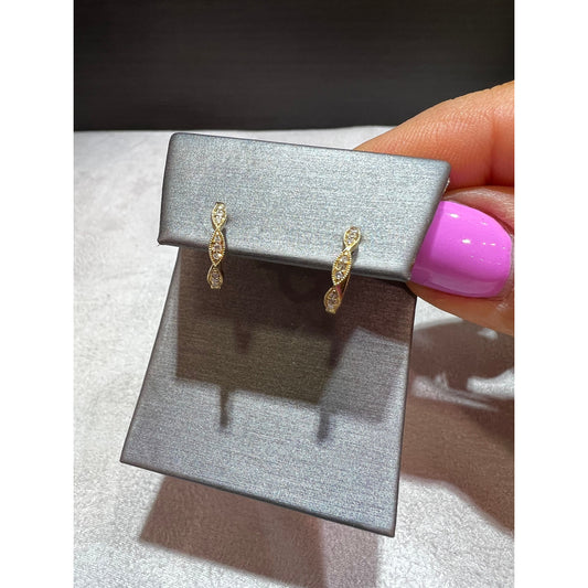 Diamond Huggy Earrings / 14k Gold Diamond Small Hoop Earrings / Diamond Earrings / Tiny Diamond Huggy Hoop Earrings/ Mothers Day Sale