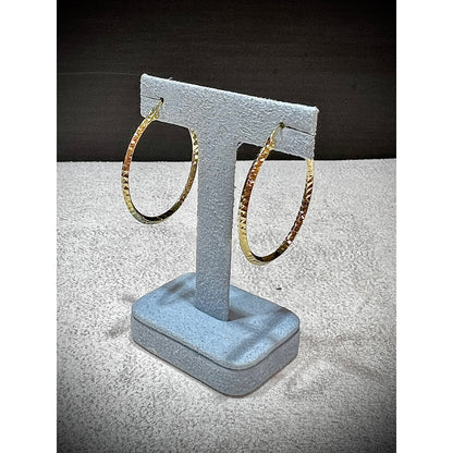 14K Hoop Earrings 1” / Diamond Cut Hoop Earrings / Yellow Gold Medium Hoop Earrings / Thin Gold Hoop Earrings by Trevi Fine Jewelry Shop
