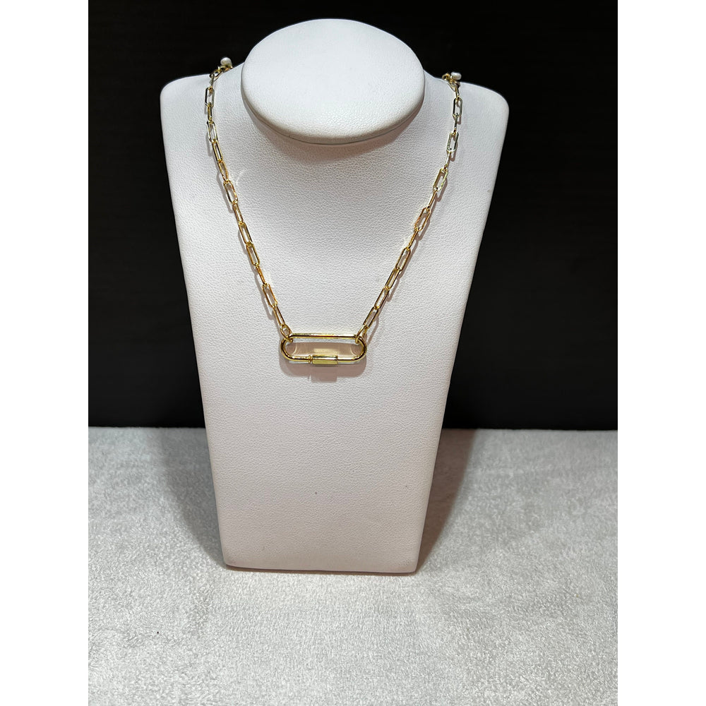14k Yellow Gold Paperclip Link Necklace with Pendant: Charm Option