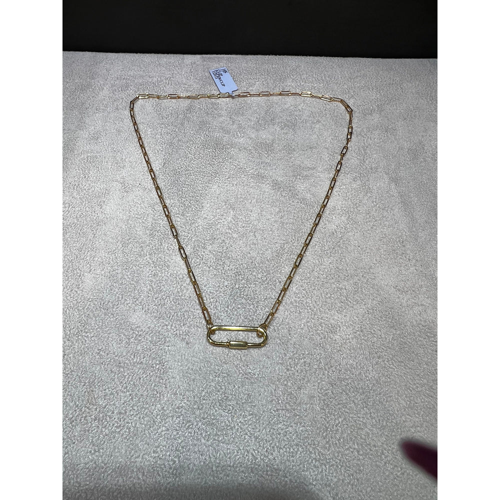 14k Yellow Gold Paperclip Link Necklace with Pendant: Charm Option